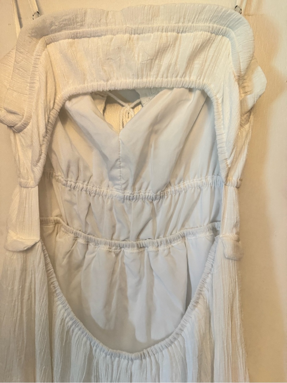Cider White Maxi Dress with Smocked Bodice and Tassel Tie - Picture 4 of 8
